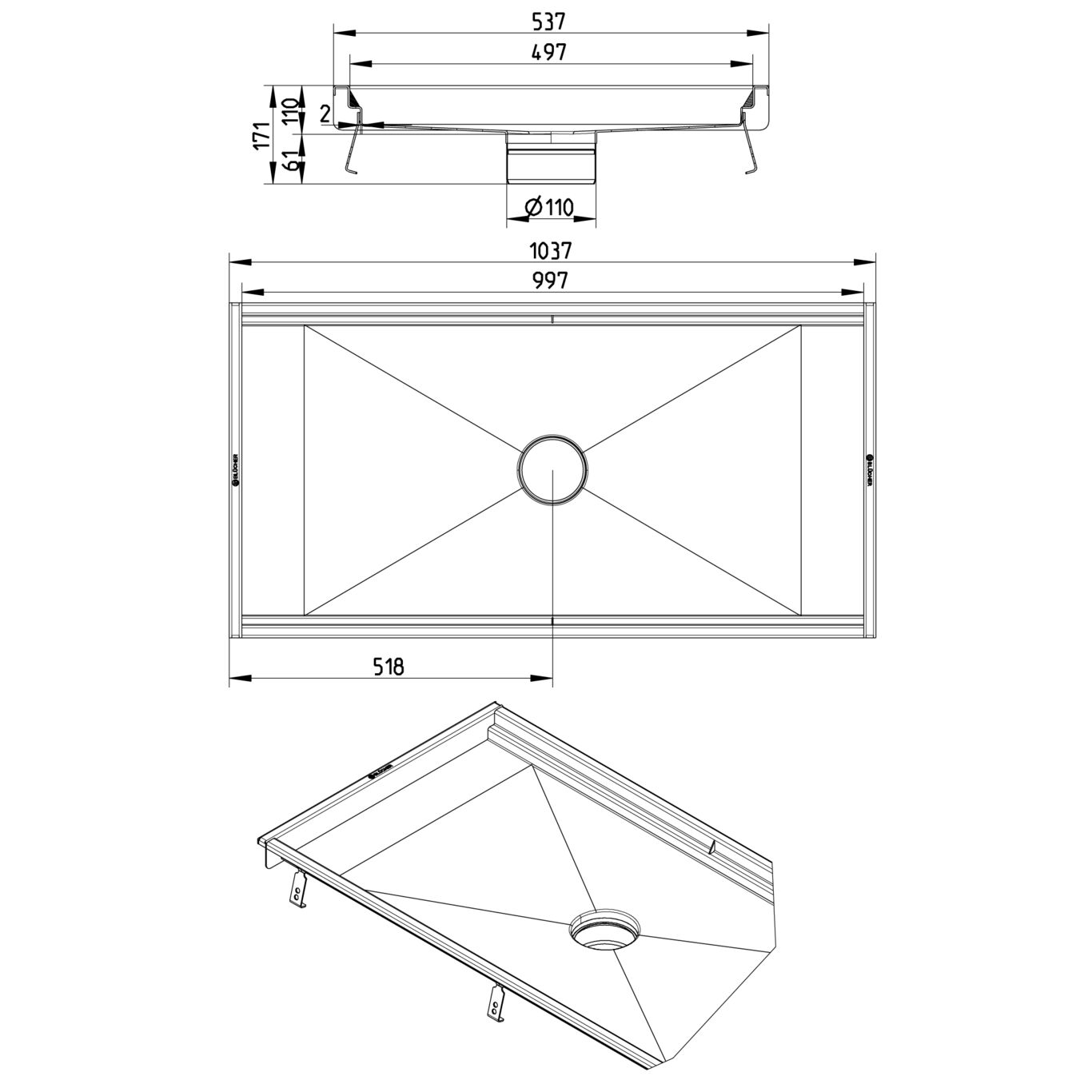 KITCHEN CHANNEL 500x1000 - (660GH010-11) - BLÜCHER